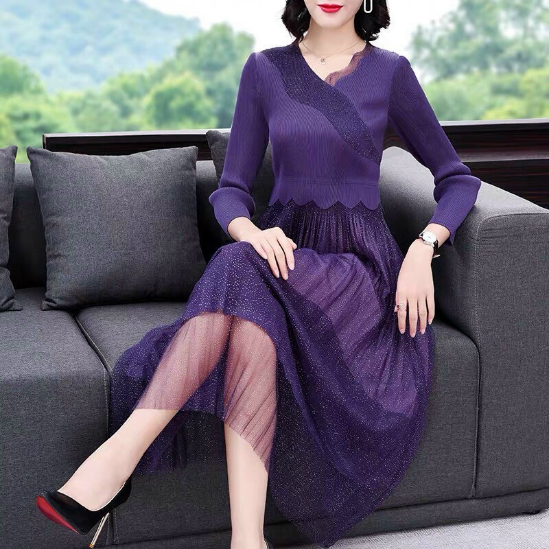 Đầm Dập LY Chân L ưới Kim Tuyến - HN918